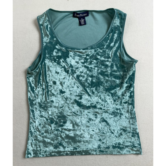 Evan-Piccone Crushed Velvet Black Tank Top Brand M Romantic Goth Cottage Fairy - Picture 1 of 9